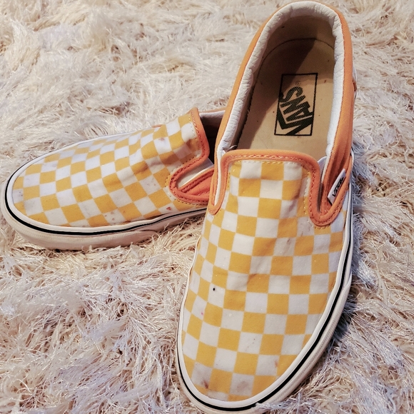 yellow checkered vans womens